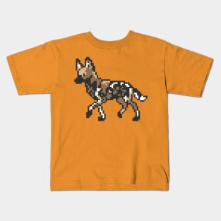 8bit African Wild Dog Kids T-Shirt